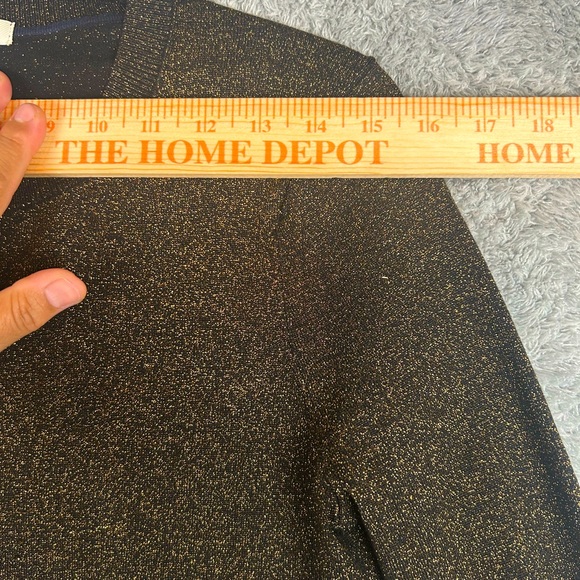 Like New Boden Long Sleeve Button Down Gold Metallic Glitter Cardigan Size 4 - Picture 4 of 16